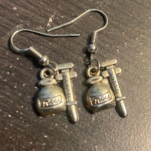 Silver Medical Drop and Dangle Earrings showing medicine bottle and needle
